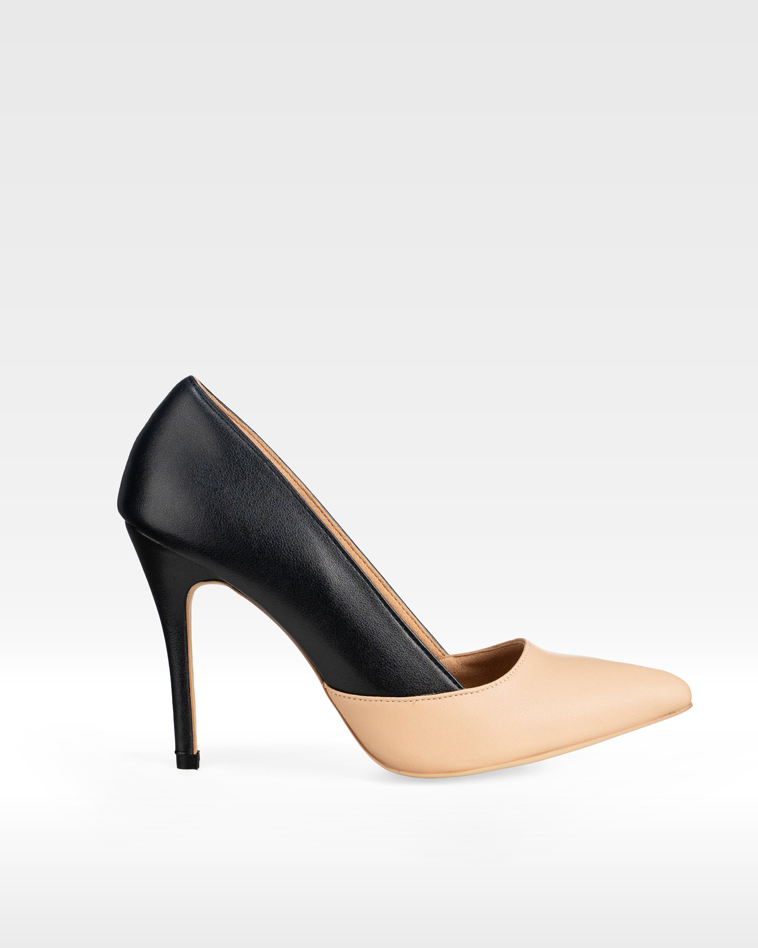 AMELIA Pump in Beige and Black - Duo Tone Vegan Leather