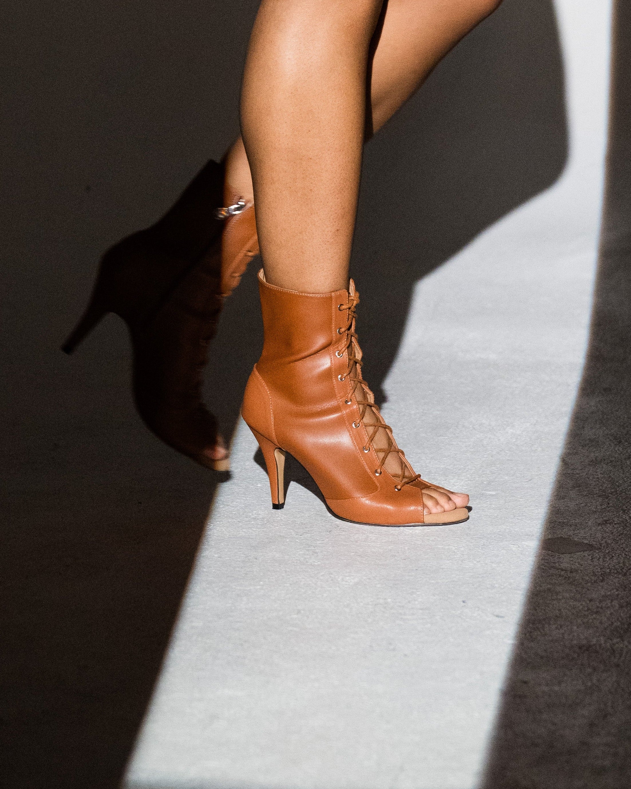 Brown Dance Boots High Heels Vegan Leather