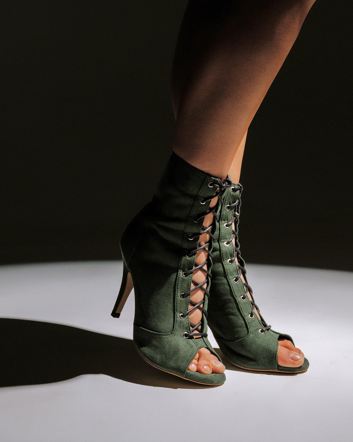 MIA Heels in Green Suede