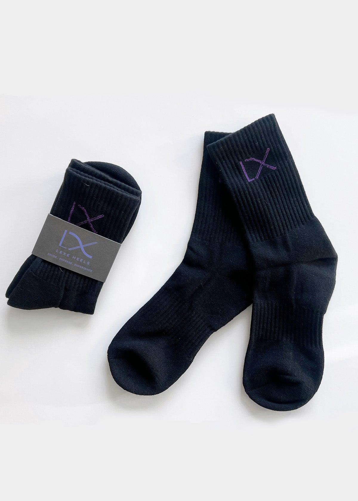 Black Thick High Ankle Crew Socks