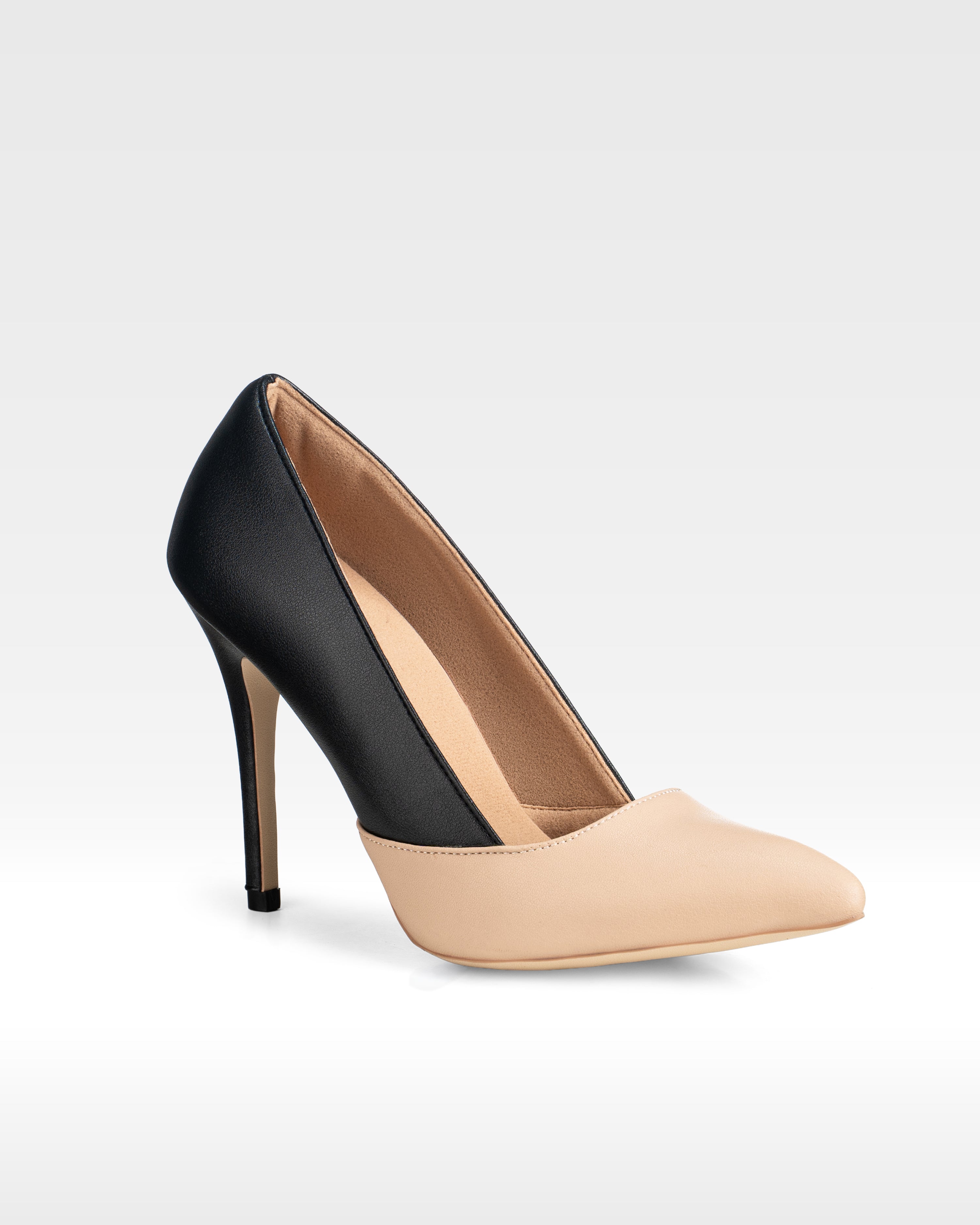 AMELIA Pump in Beige and Black - Duo Tone Vegan Leather