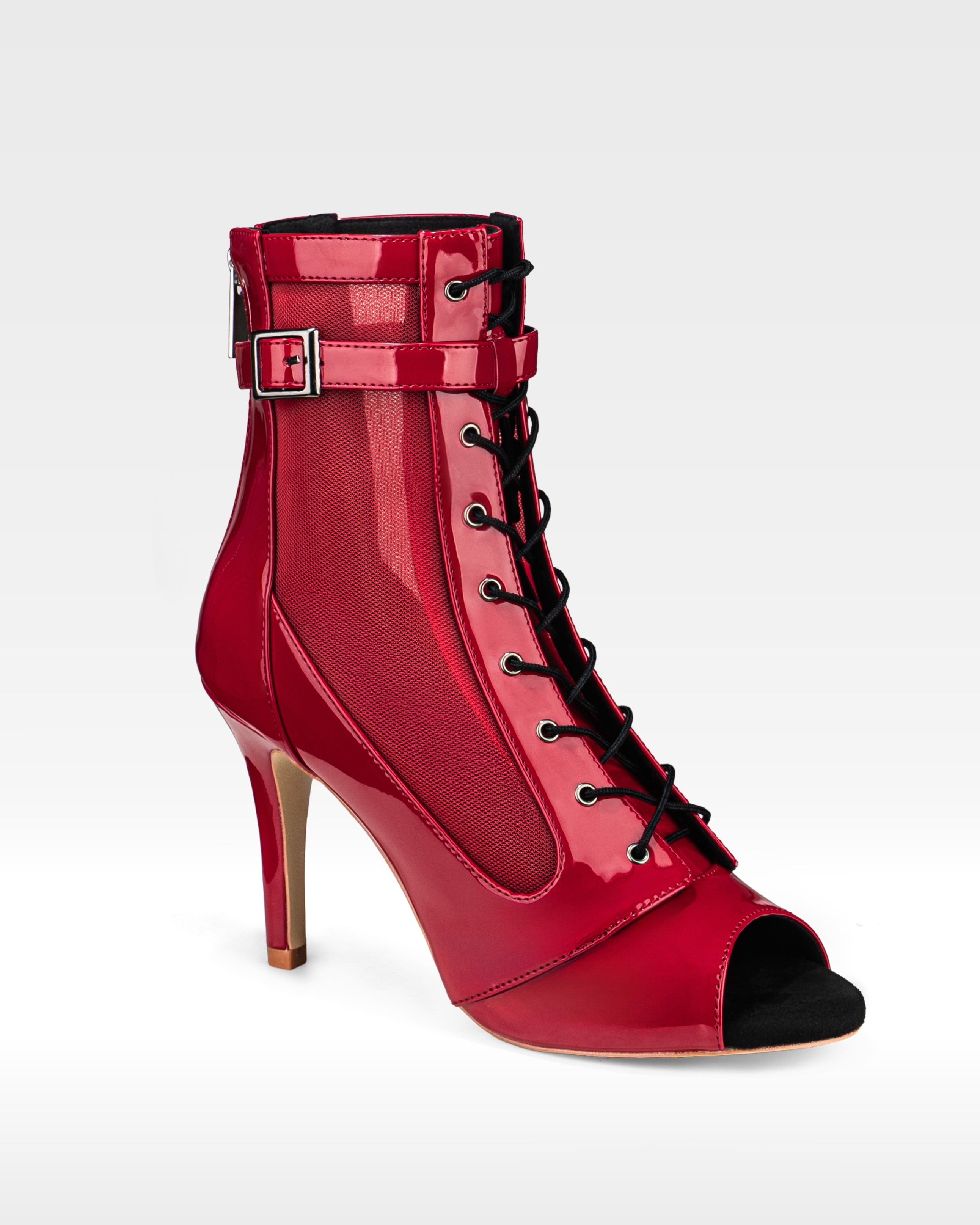 Emme in Red Patent - Vegan Leather Stiletto Dance Heels Ankle