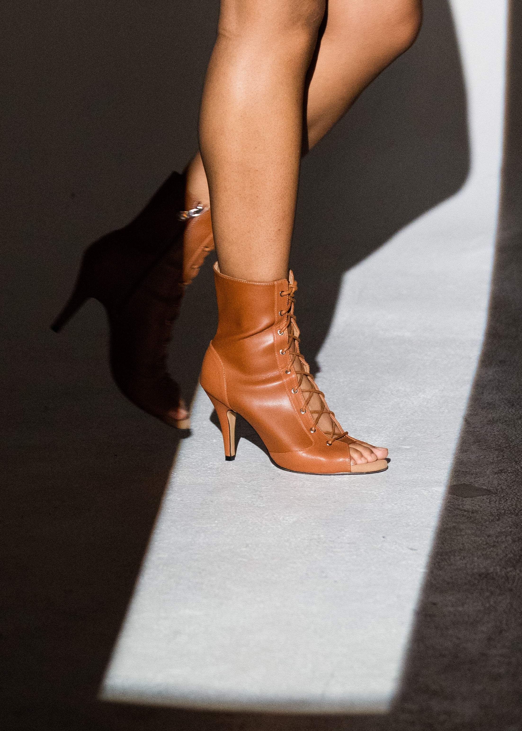 Brown Dance Boots High Heels Vegan Leather